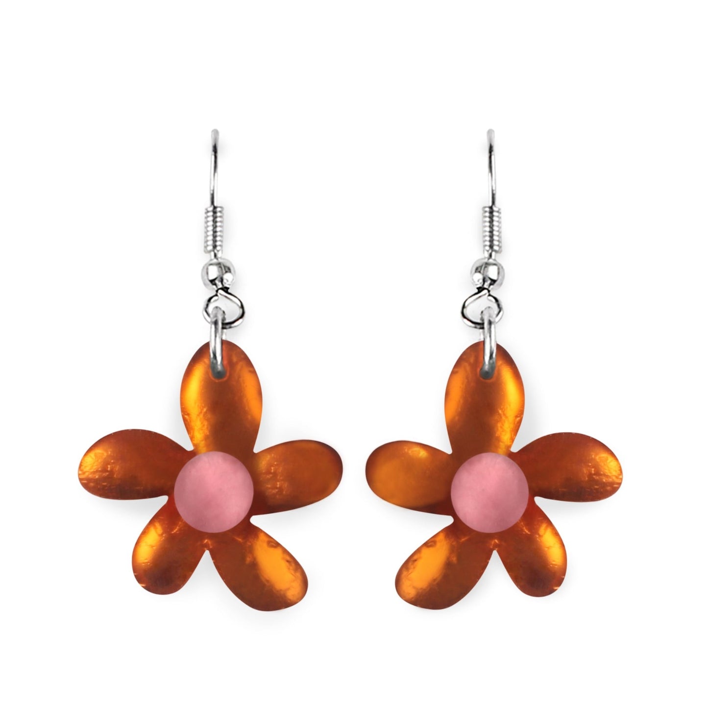 Tangerine Flower Matte Fish Hook Earrings | The Jewellery Stop