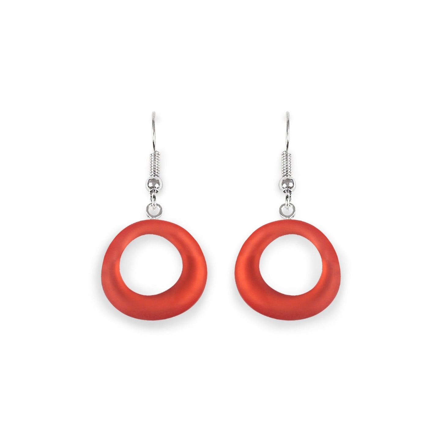 Coral Hollow Circles Matte Fish Hook Earrings | The Jewellery Stop