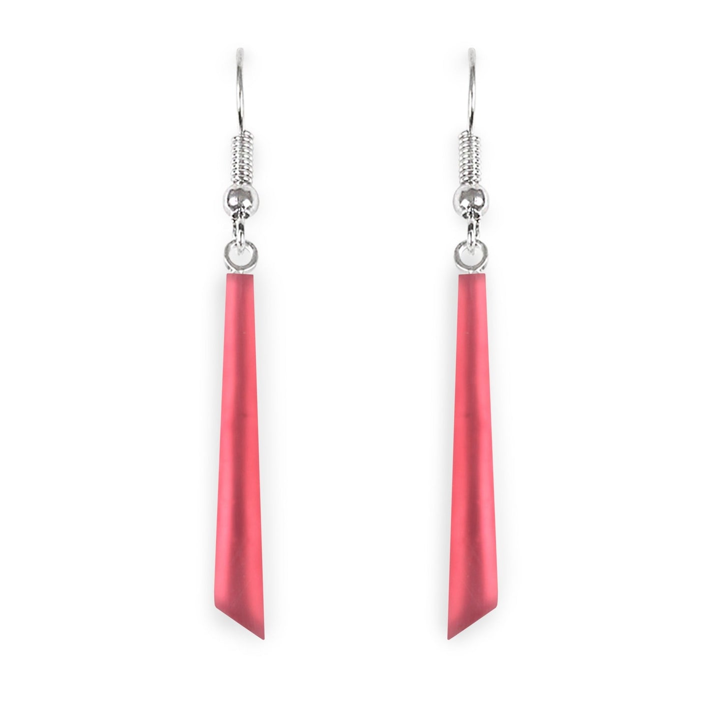 Coral Icicle Matte Long Fish Hook Earrings | The Jewellery Stop