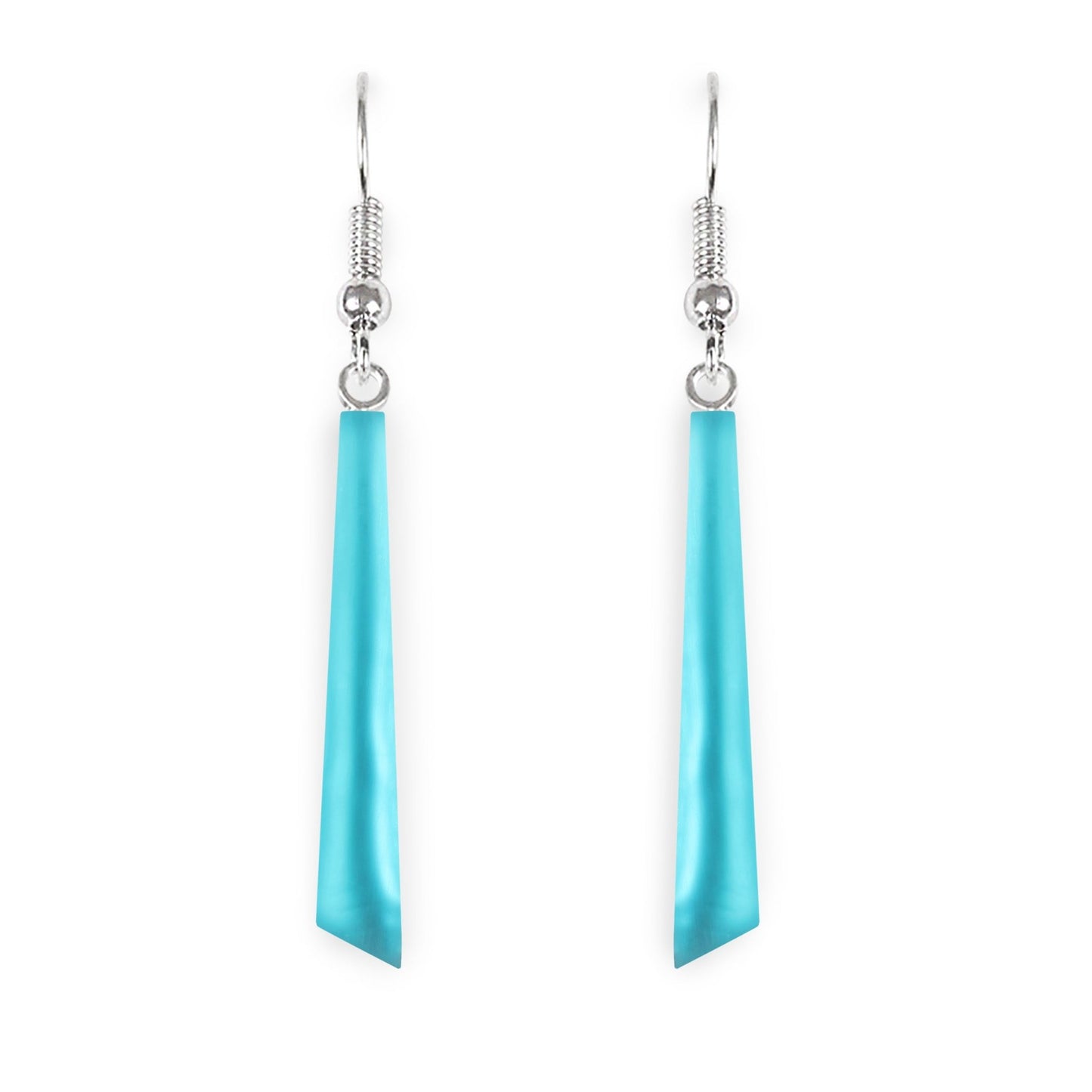 Teal Icicle Matte Long Fish Hook Earrings | The Jewellery Stop