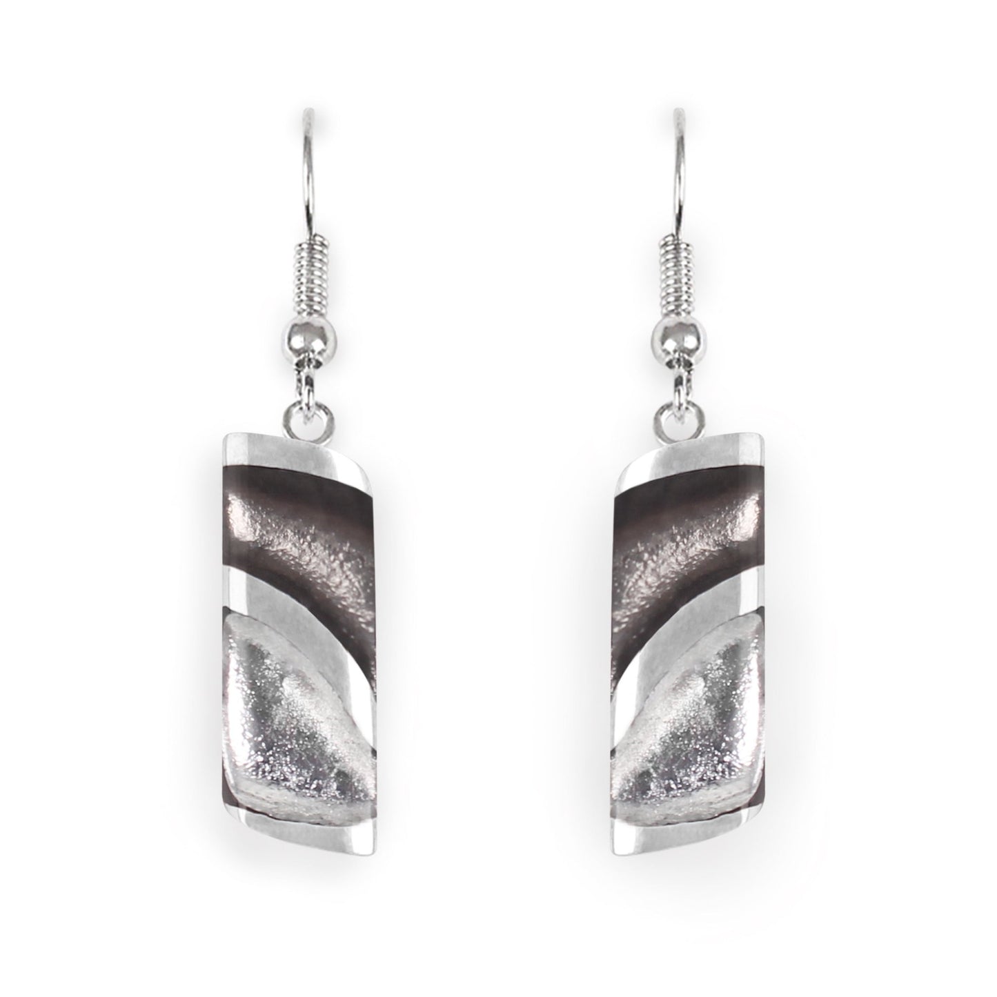 Black Lava Shiny Fish Hook Earrings | The Jewellery Stop