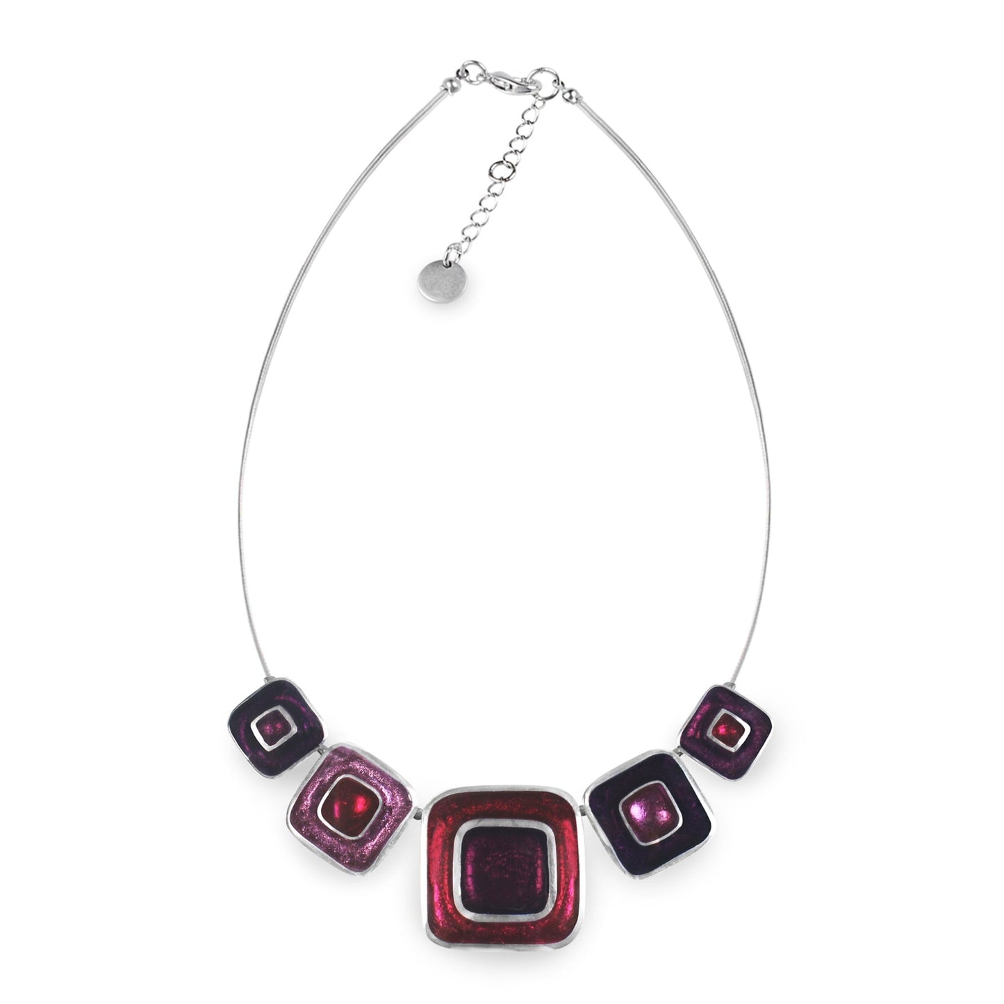 Blackberry Retro Squares Shiny Necklace | The Jewellery Stop