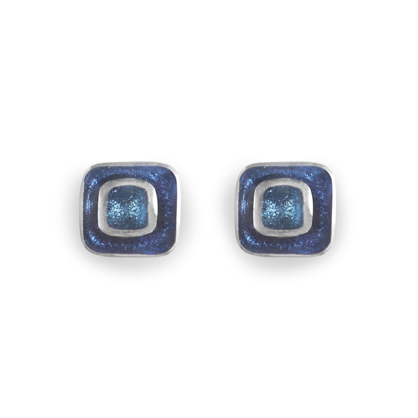 Atlantic Retro Squares Shiny Medium Stud Earrings | The Jewellery Stop