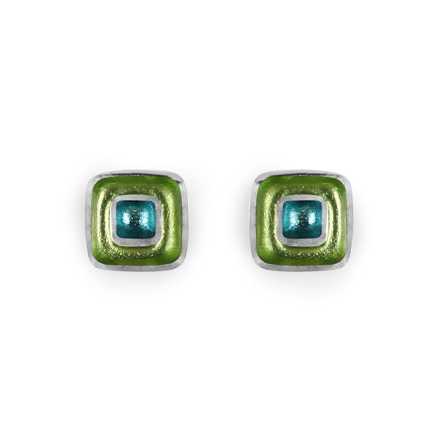 Orchard Retro Squares Shiny Medium Stud Earrings | The Jewellery Stop