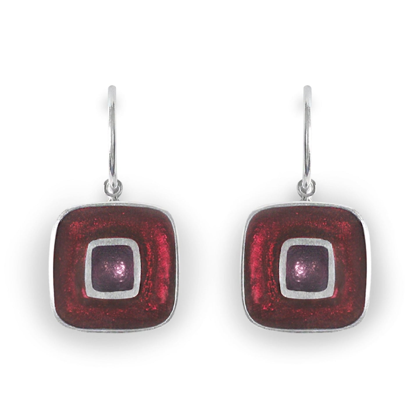 Blackberry Retro Squares Shiny Creole Earrings | The Jewellery Stop