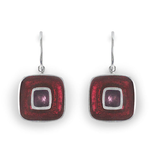 Blackberry Retro Squares Shiny Creole Earrings | The Jewellery Stop