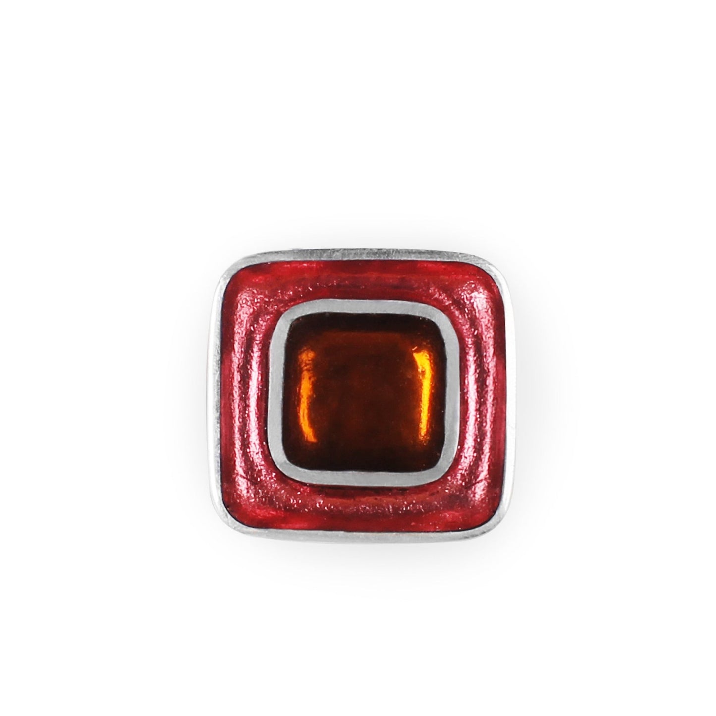 Coral Retro Squares Shiny Brooch | The Jewellery Stop