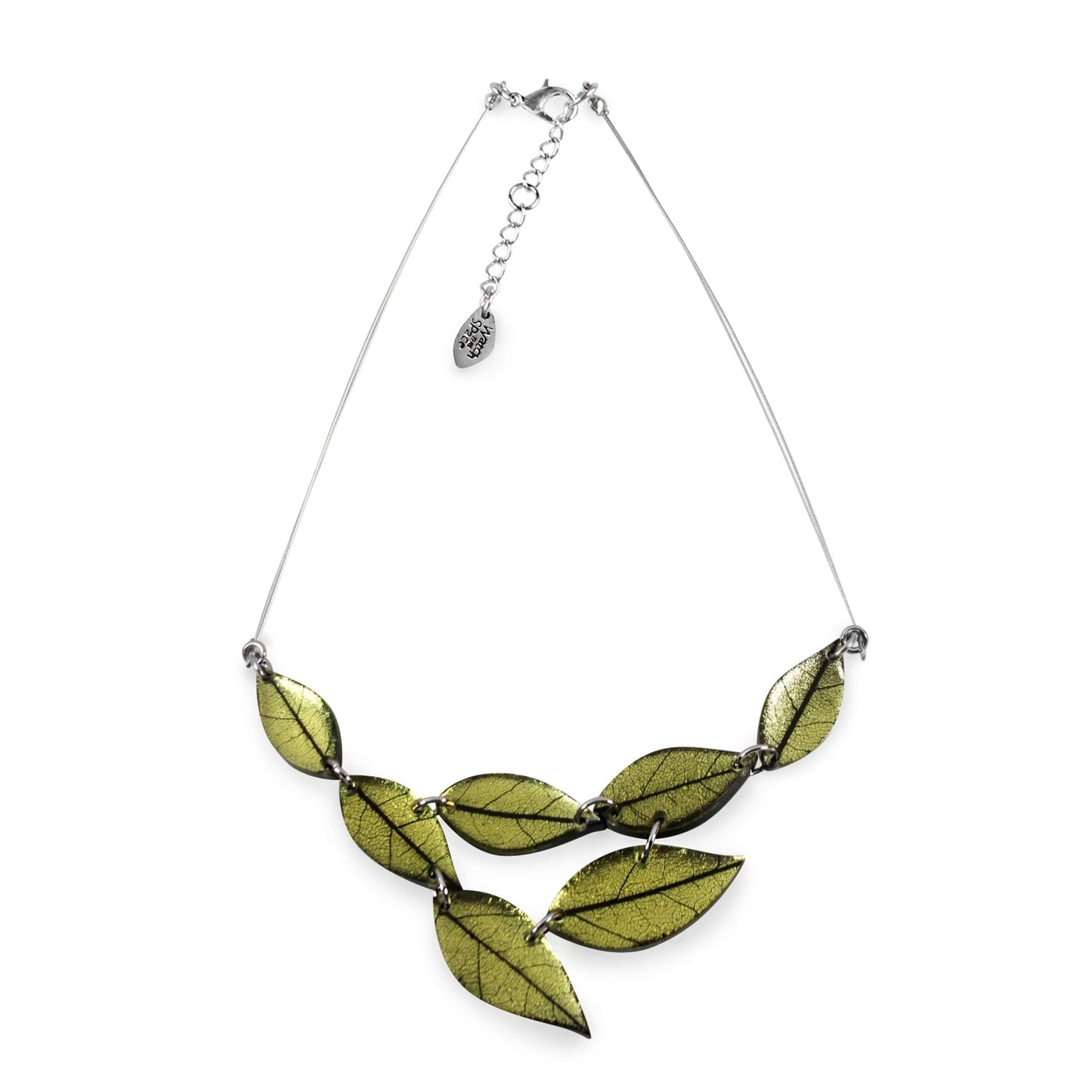 Lime Skeletal Leaf Shiny Necklace | The Jewellery Stop