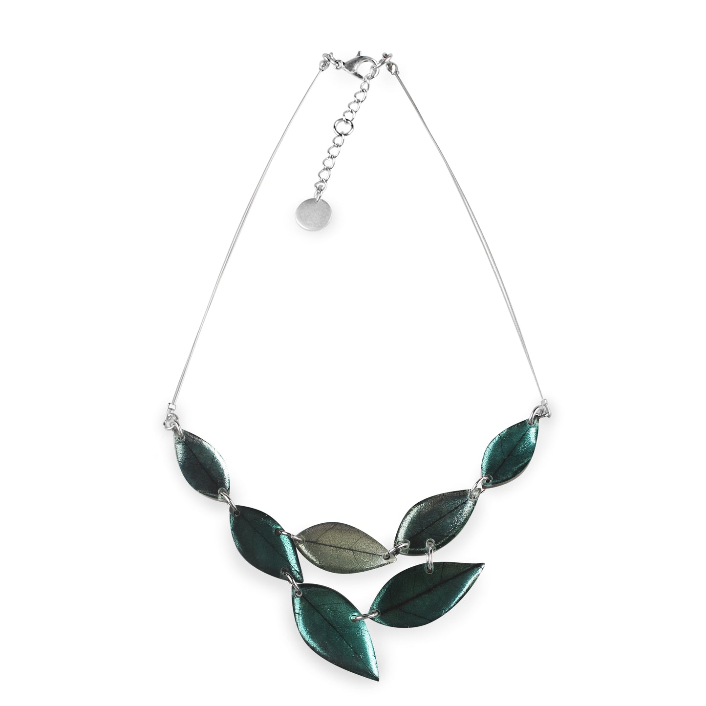 Mint Skeletal Leaf Shiny Necklace