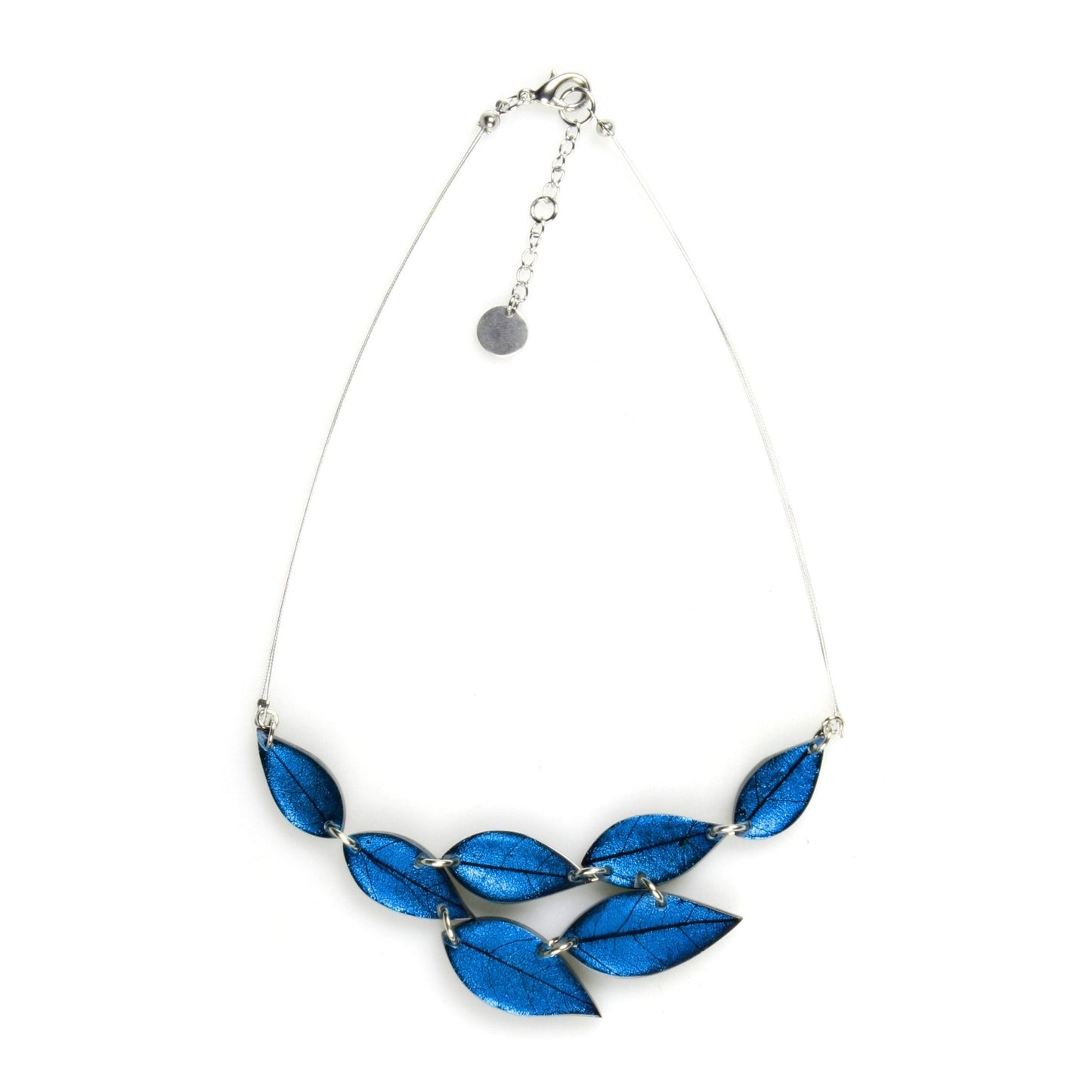 Navy Skeletal Leaf Shiny Necklace | The Jewellery Stop