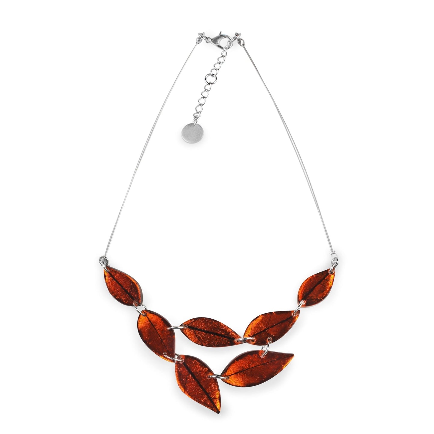 Orange Skeletal Leaf Shiny Necklace | The Jewellery Stop