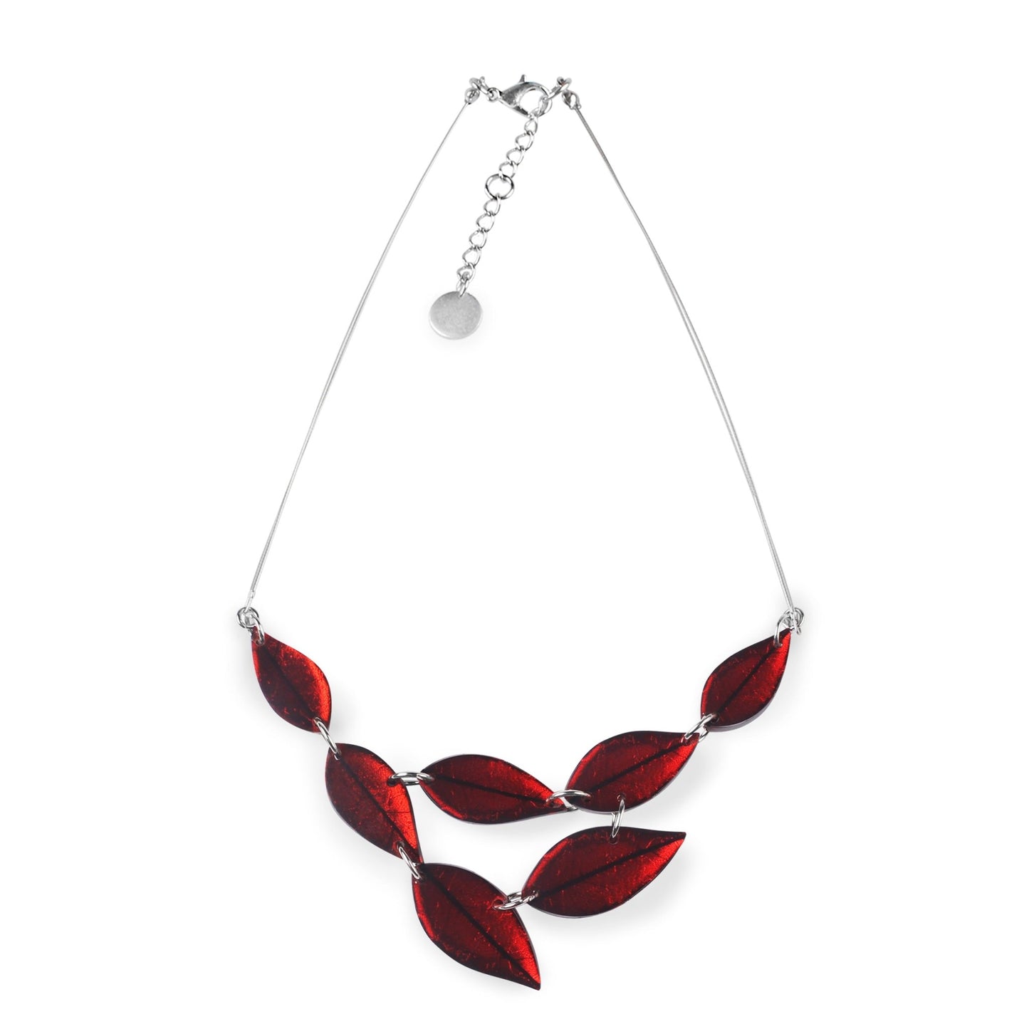 Red Skeletal Leaf Shiny Necklace | The Jewellery Stop