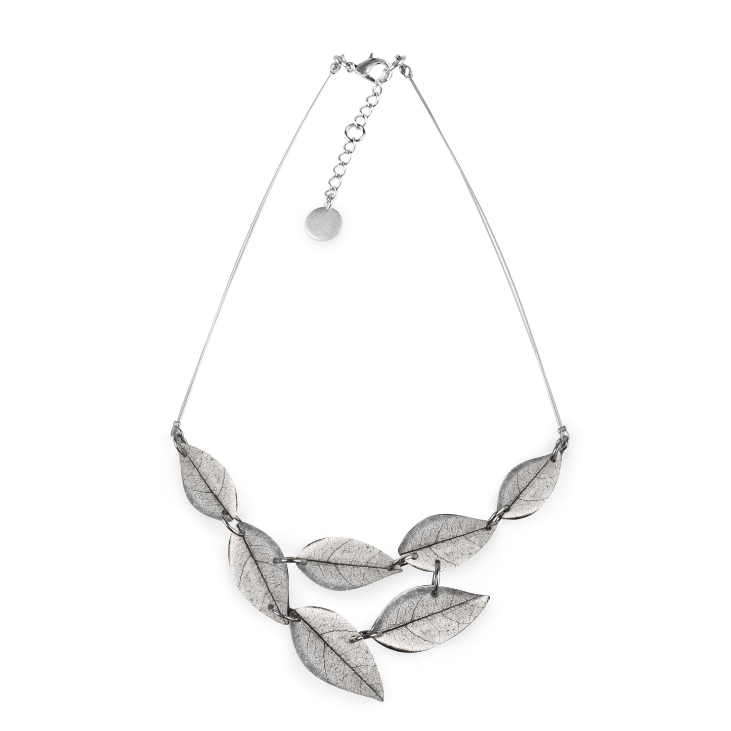 Silver Skeletal Leaf Shiny Necklace | The Jewellery Stop