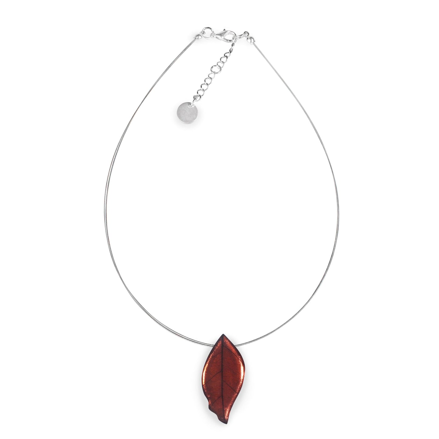 Apricot Skeletal Leaf Shiny Pendant | The Jewellery Stop