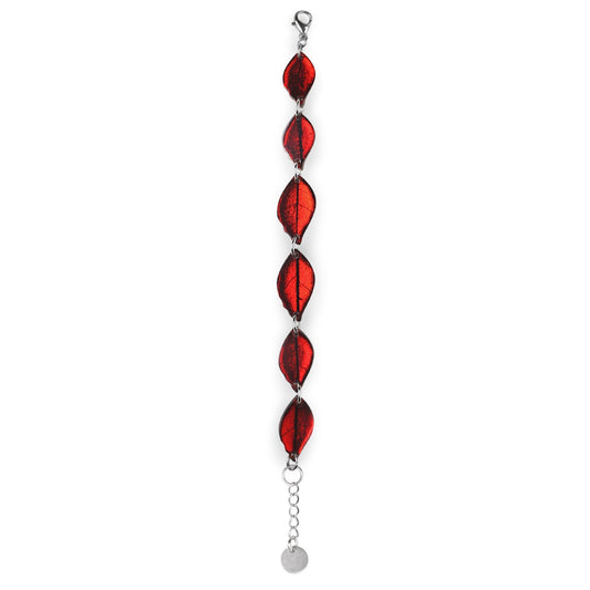 Red Skeletal Leaf Shiny Bracelet | The Jewellery Stop
