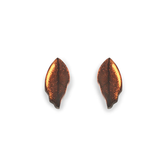 Apricot Skeletal Leaf Shiny Stud Earrings | The Jewellery Stop