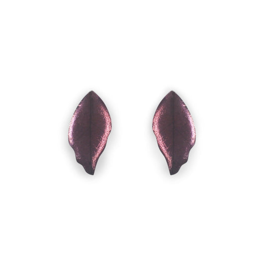 Blackberry Skeletal Leaf Shiny Stud Earrings | The Jewellery Stop