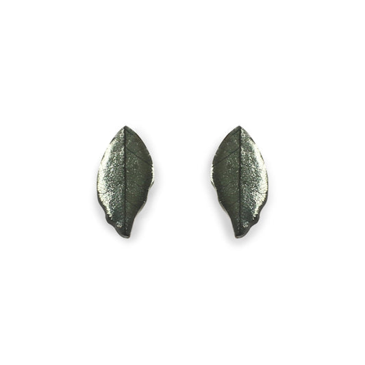 Pear Skeletal Leaf Shiny Stud Earrings | The Jewellery Stop