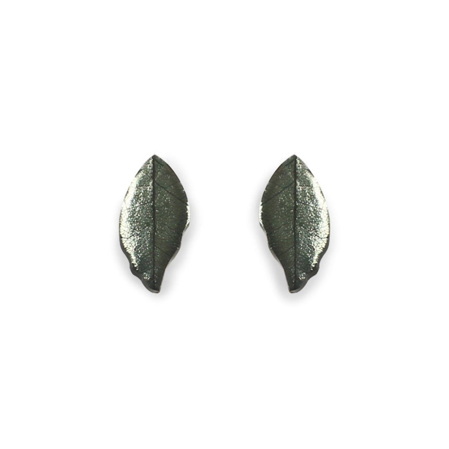Pear Skeletal Leaf Shiny Stud Earrings | The Jewellery Stop