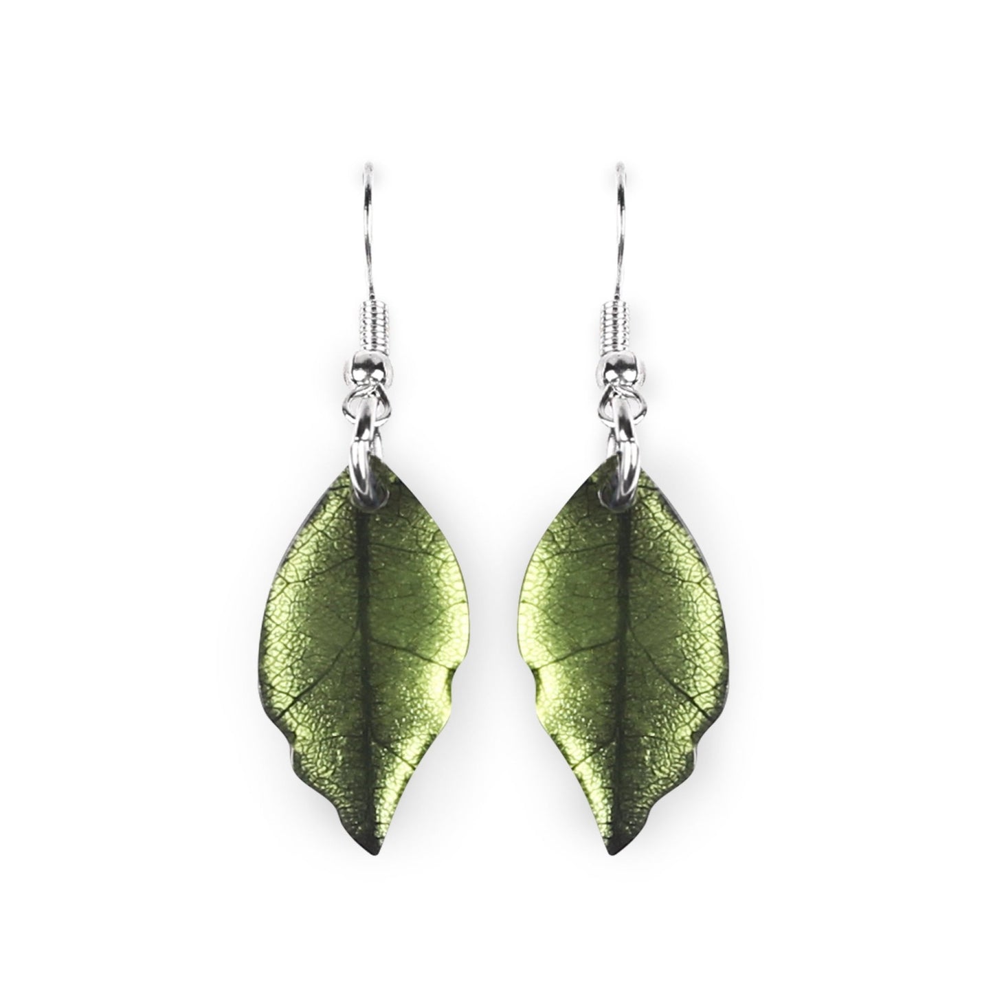 Orchard Skeletal Leaf Shiny Fish Hook Earrings | The Jewellery Stop