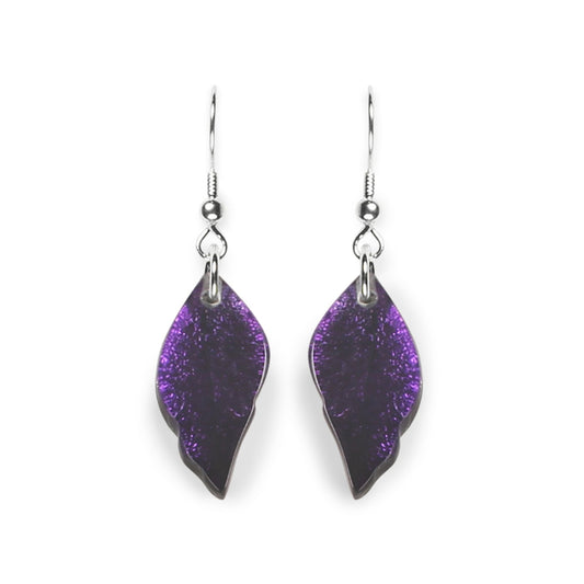 Peacock Skeletal Leaf Shiny Fish Hook Earrings | The Jewellery Stop