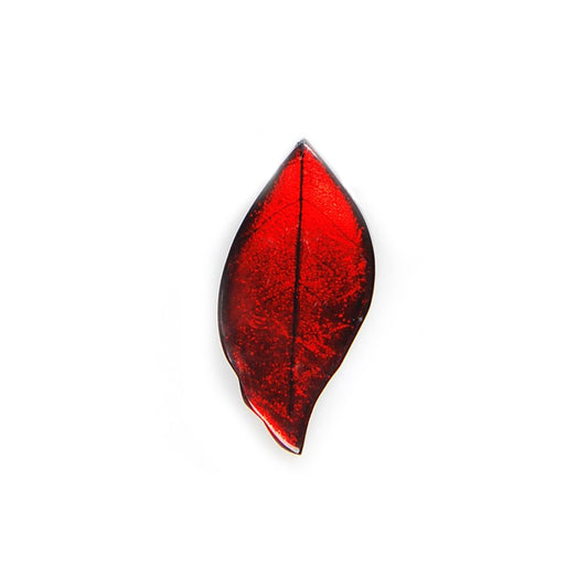 Red Skeletal Leaf Shiny Brooch