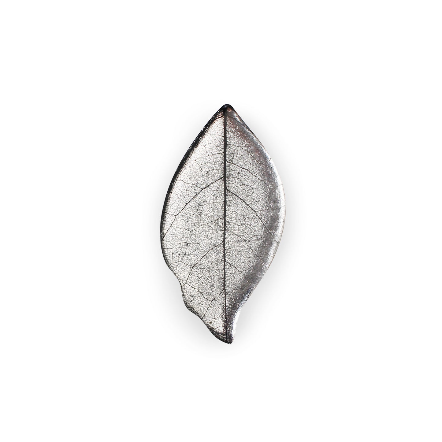 Silver Skeletal Leaf Shiny Brooch