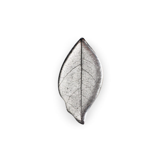 Silver Skeletal Leaf Shiny Brooch