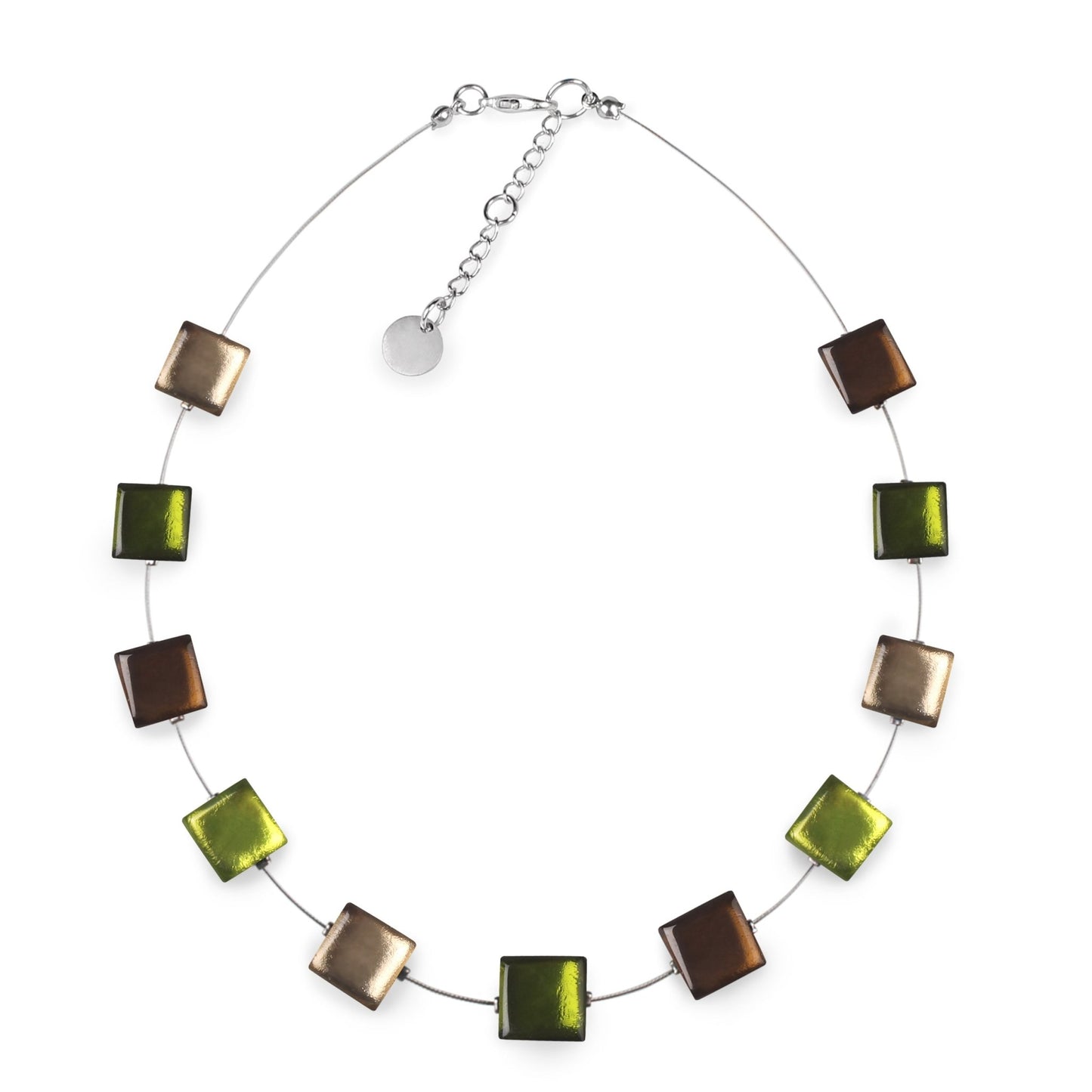 Forest Square Buttons Shiny Necklace | The Jewellery Stop