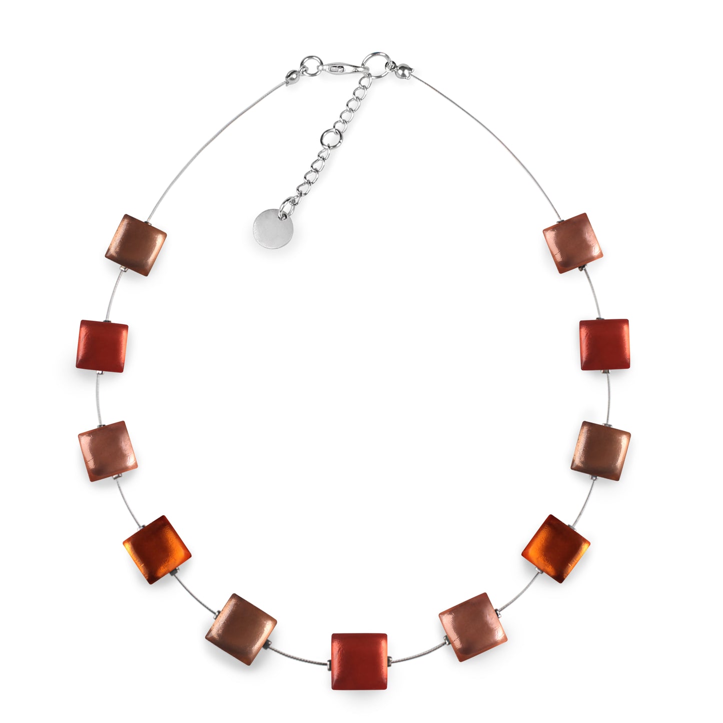 Peach Square Buttons Shiny Necklace | The Jewellery Stop