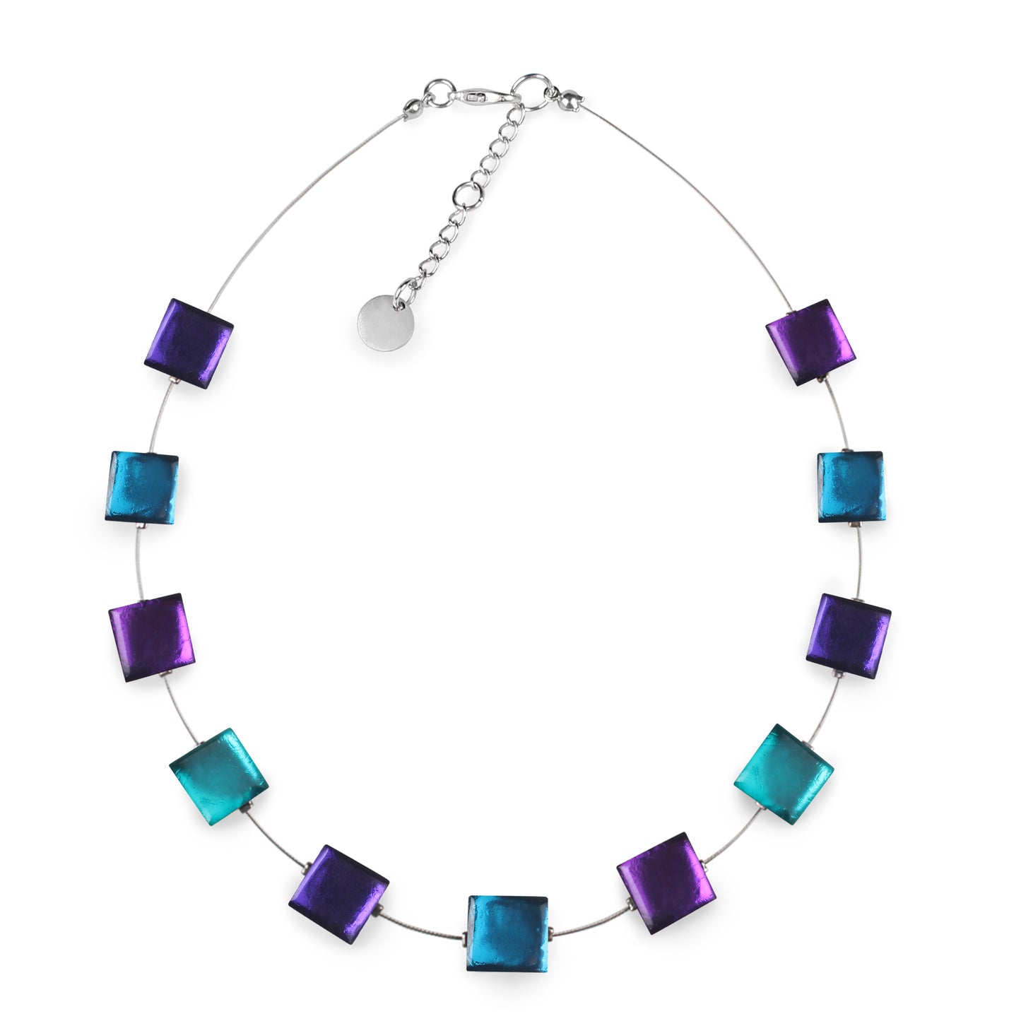 Peacock Square Buttons Shiny Necklace