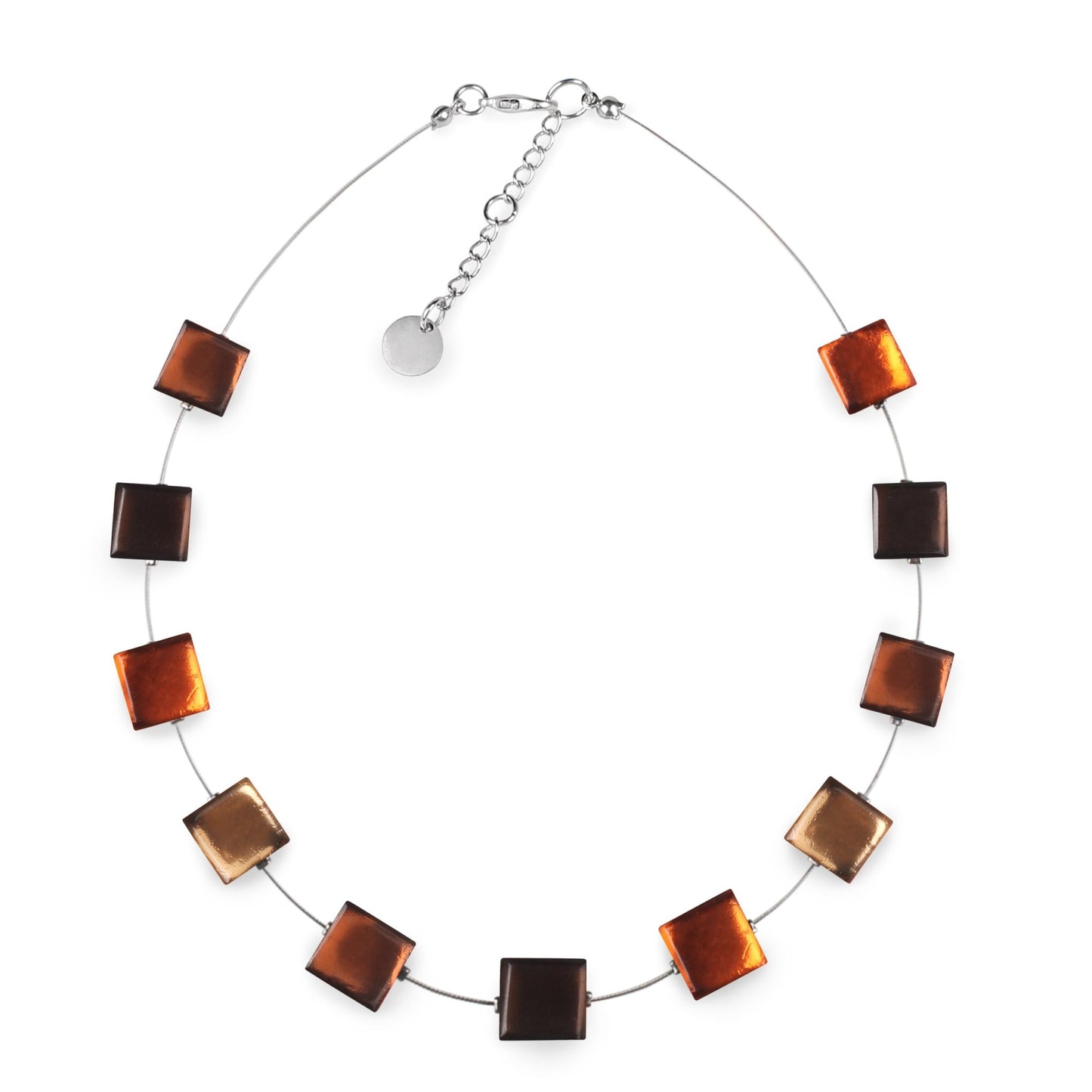 Toffee Square Buttons Shiny Necklace | The Jewellery Stop