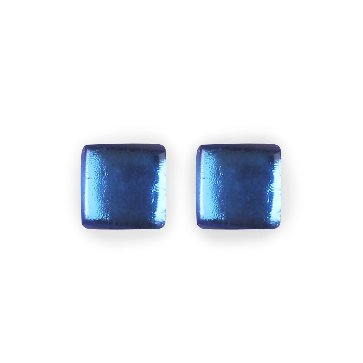 Azure Square Buttons Shiny Stud Earrings | The Jewellery Stop