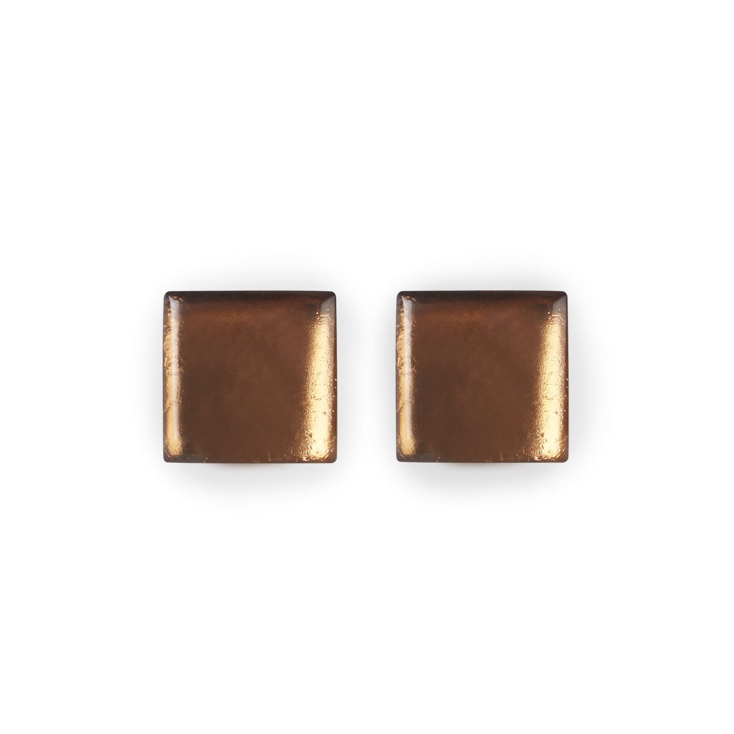 Caramel Square Buttons Shiny Stud Earrings | The Jewellery Stop