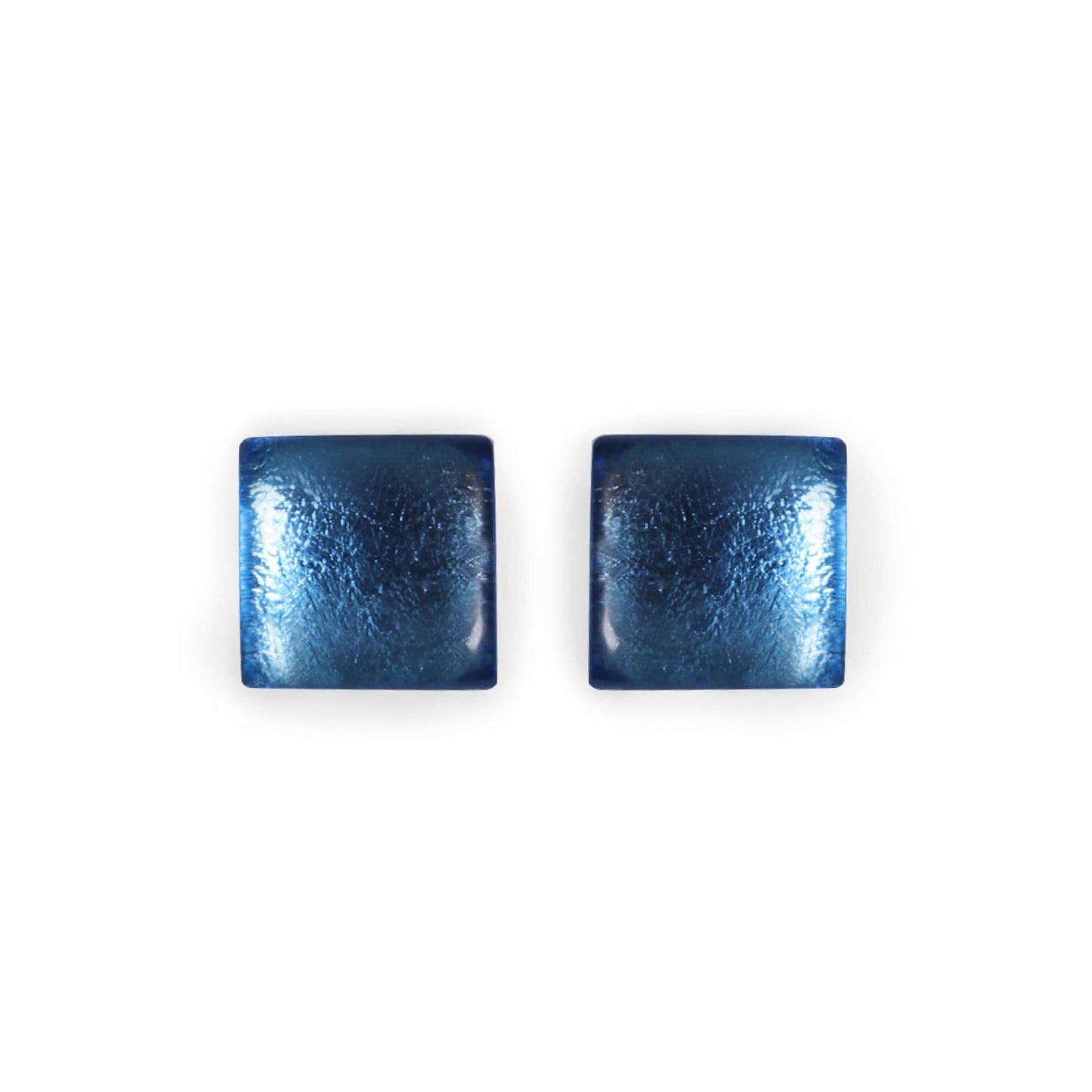 Ice Square Buttons Shiny Stud Earrings | The Jewellery Stop