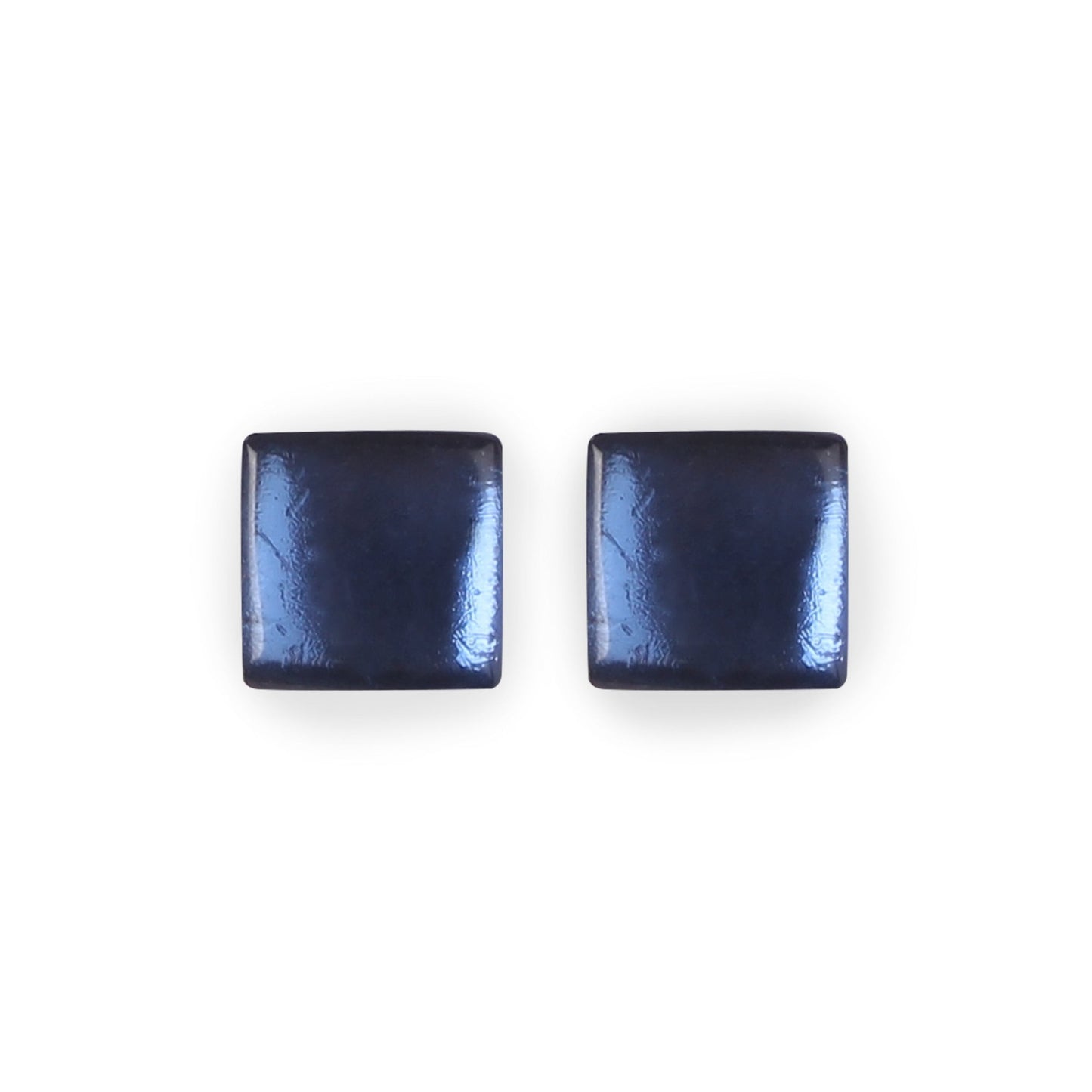 Ocean Square Buttons Shiny Stud Earrings | The Jewellery Stop