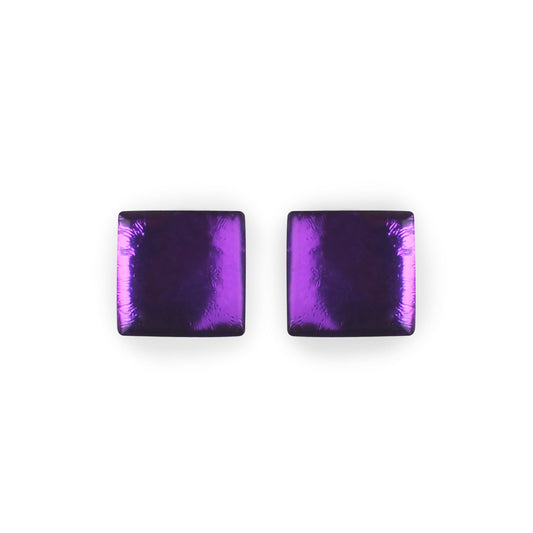 Peacock Square Buttons Shiny Stud Earrings | The Jewellery Stop