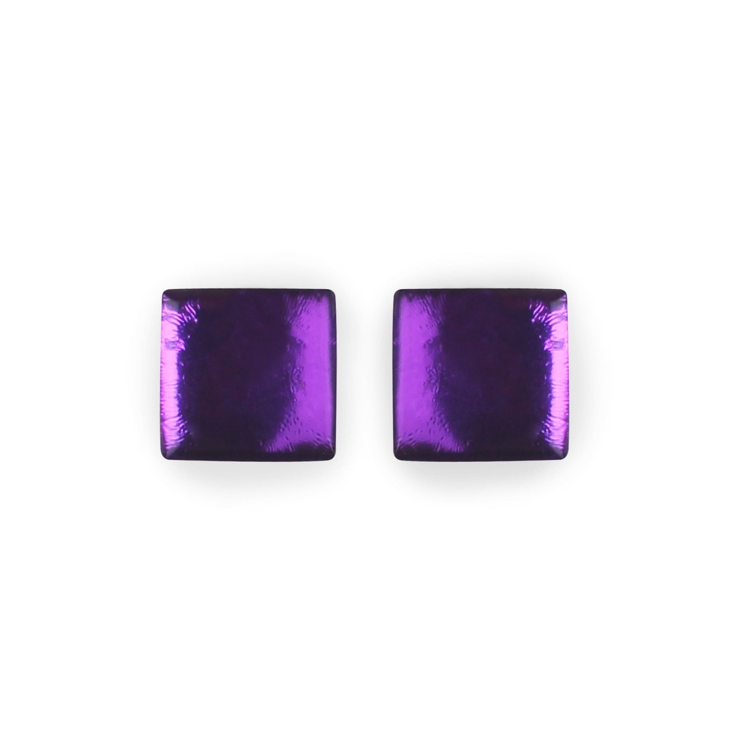 Peacock Square Buttons Shiny Stud Earrings | The Jewellery Stop