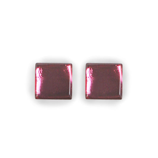Pink Square Buttons Shiny Stud Earrings | The Jewellery Stop