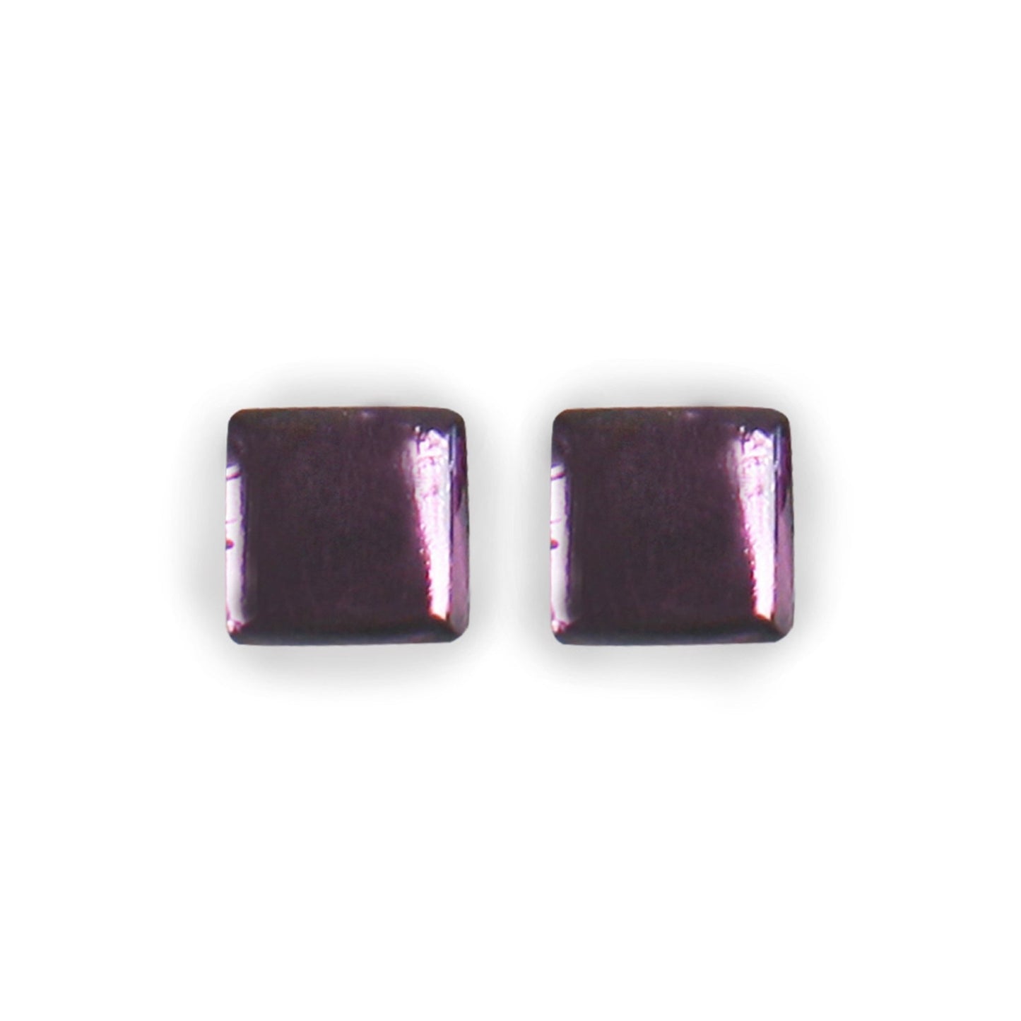 Rainbow Square Buttons Shiny Stud Earrings | The Jewellery Stop