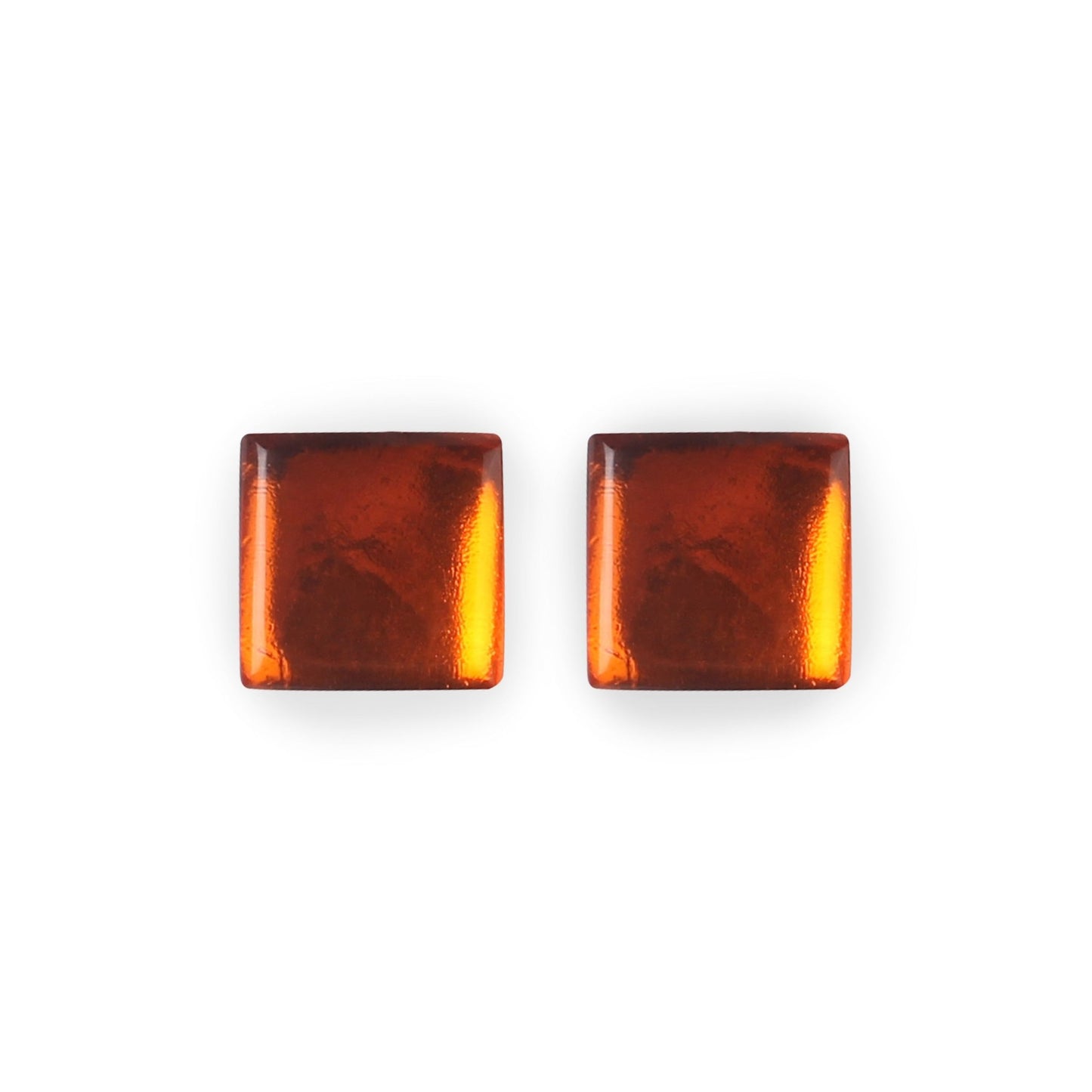 Toffee Square Buttons Shiny Stud Earrings | The Jewellery Stop