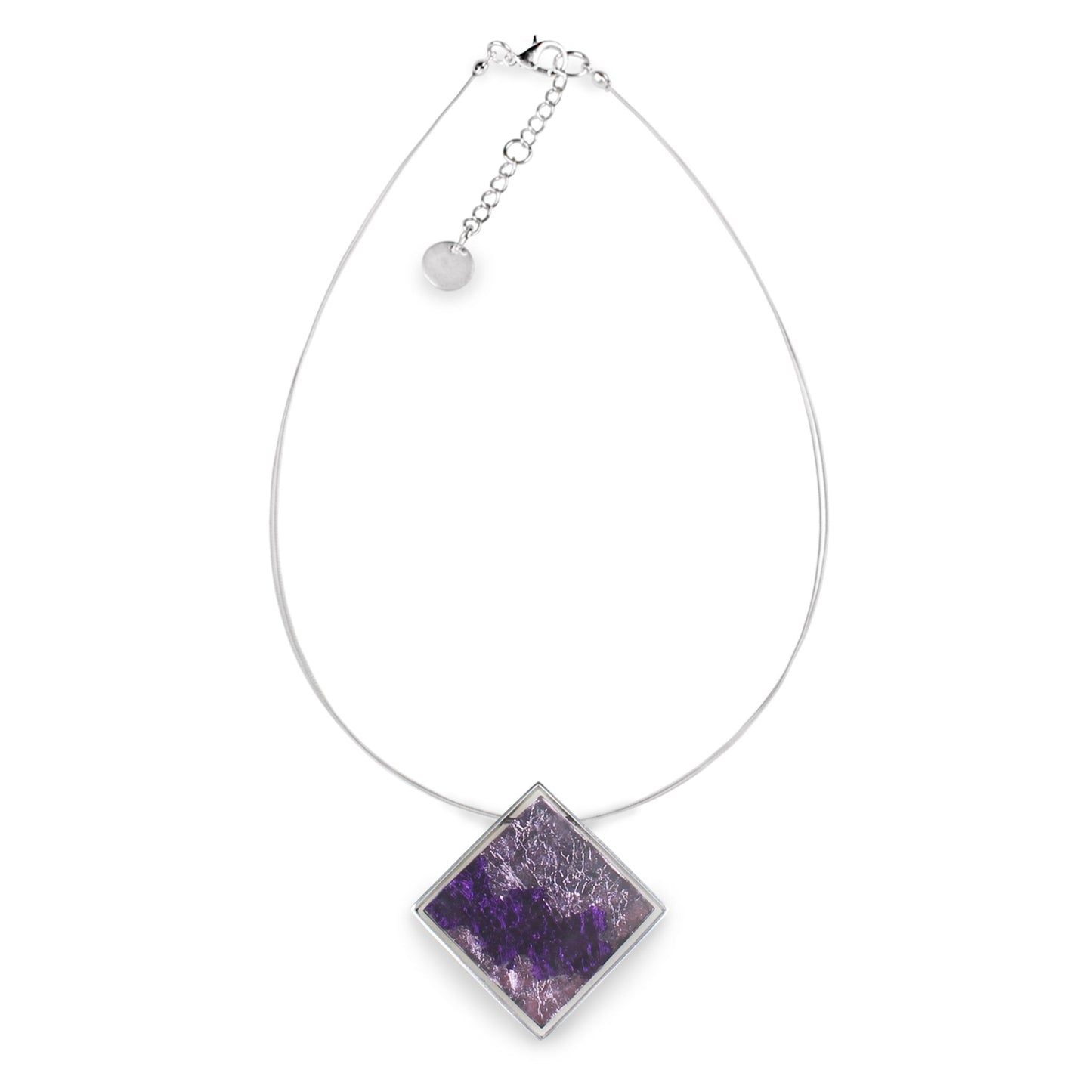 Purple Stained Glass Square Shiny Pendant | The Jewellery Stop