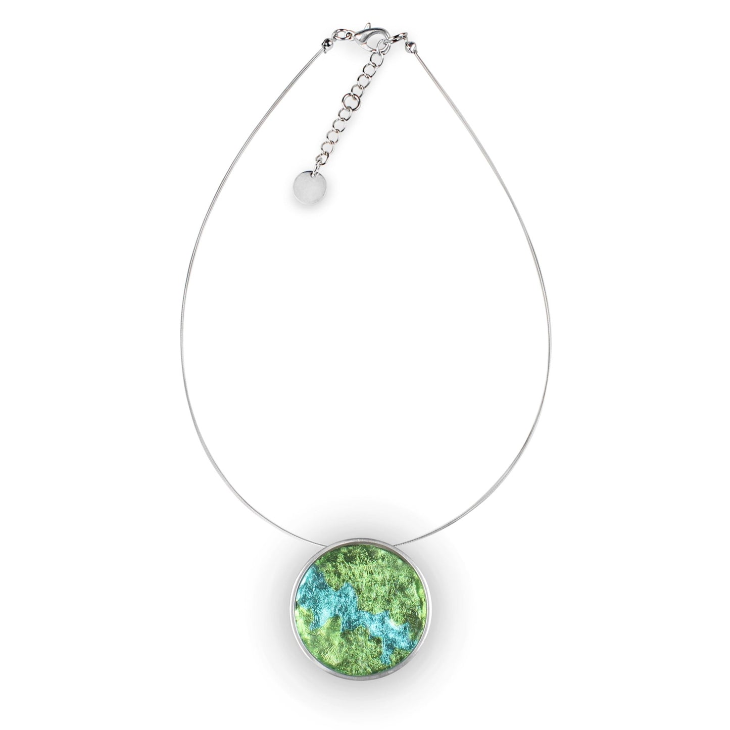 Lime Stained Glass Shiny Round Pendant | The Jewellery Stop