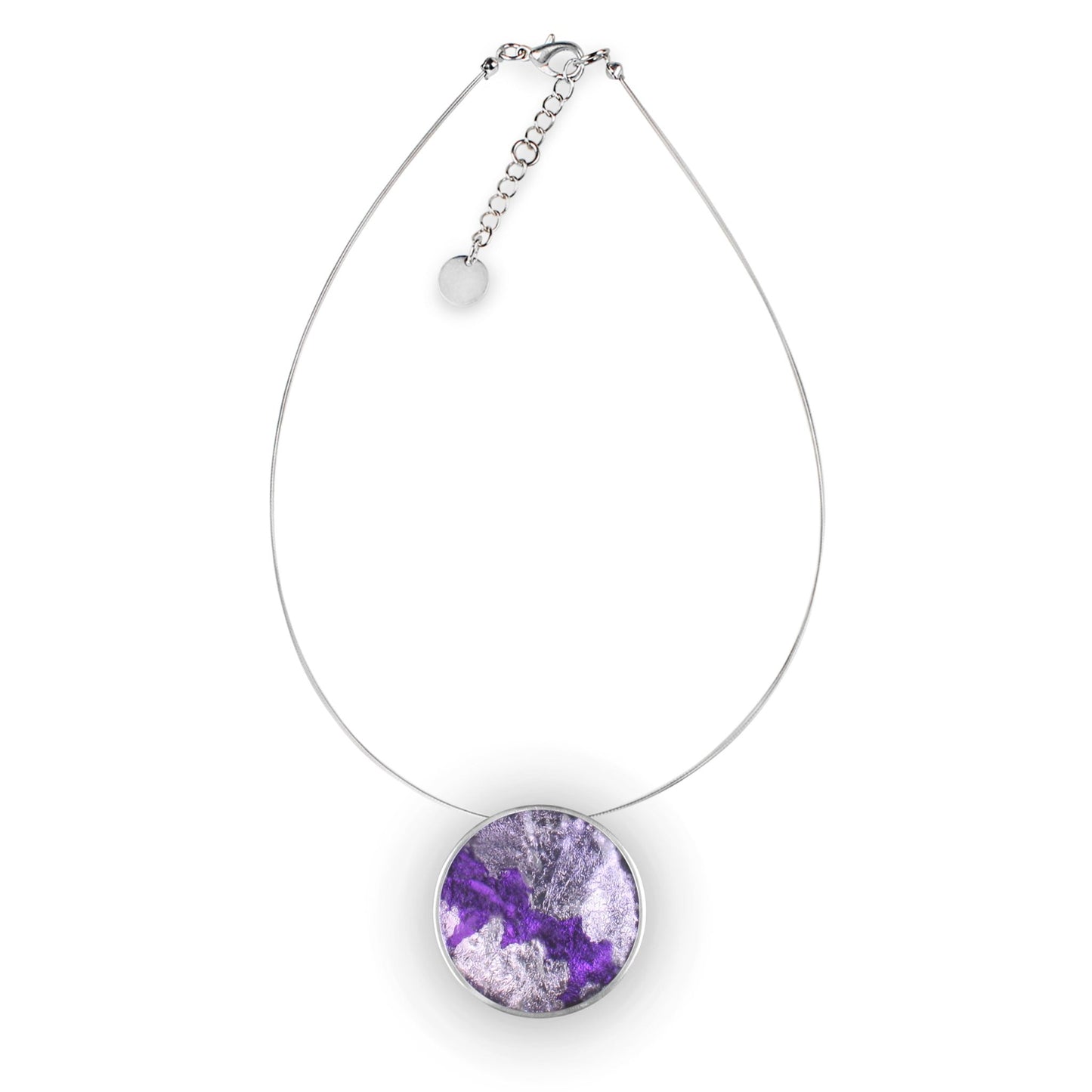 Purple Stained Glass Shiny Round Pendant | The Jewellery Stop