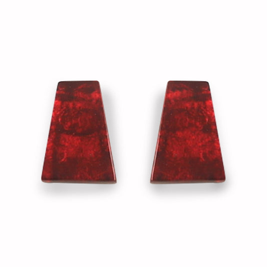 Red Aztec Shiny Stud Earrings | The Jewellery Stop