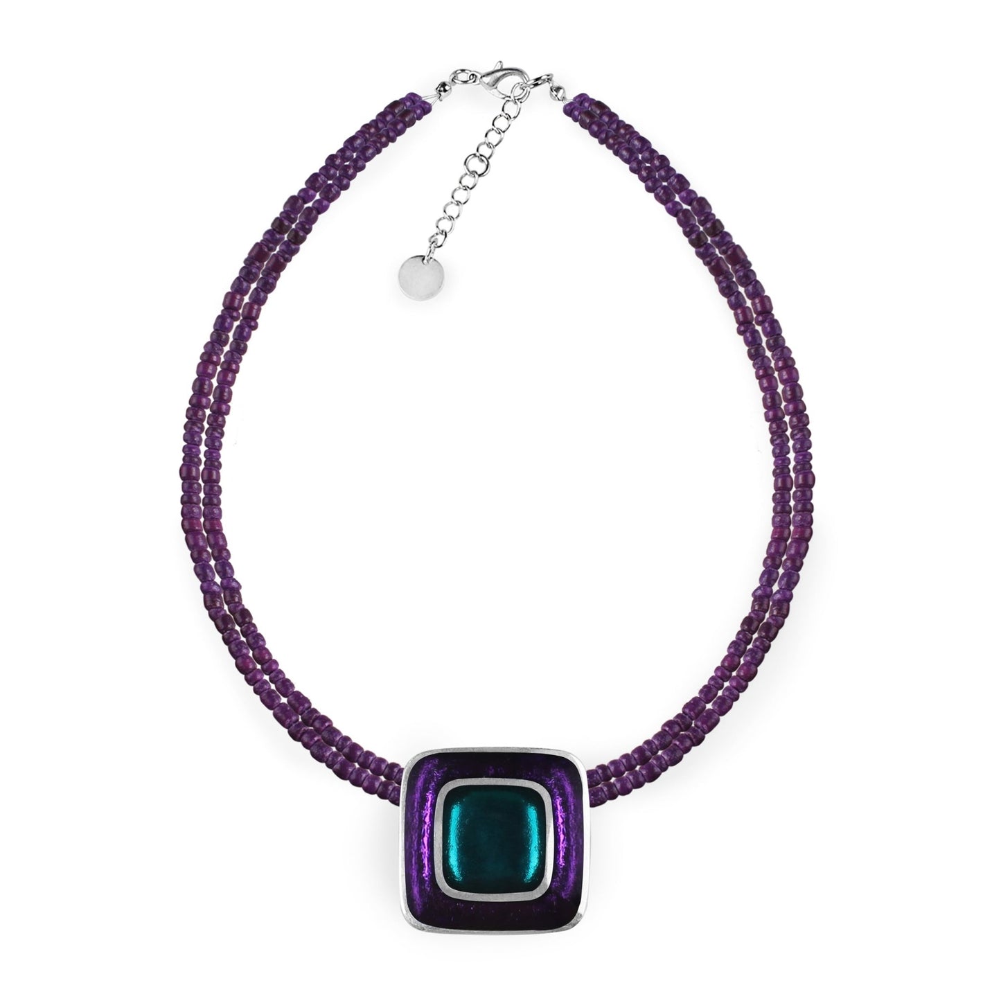 Peacock Retro Squares Shiny Pendant on Coco | The Jewellery Stop