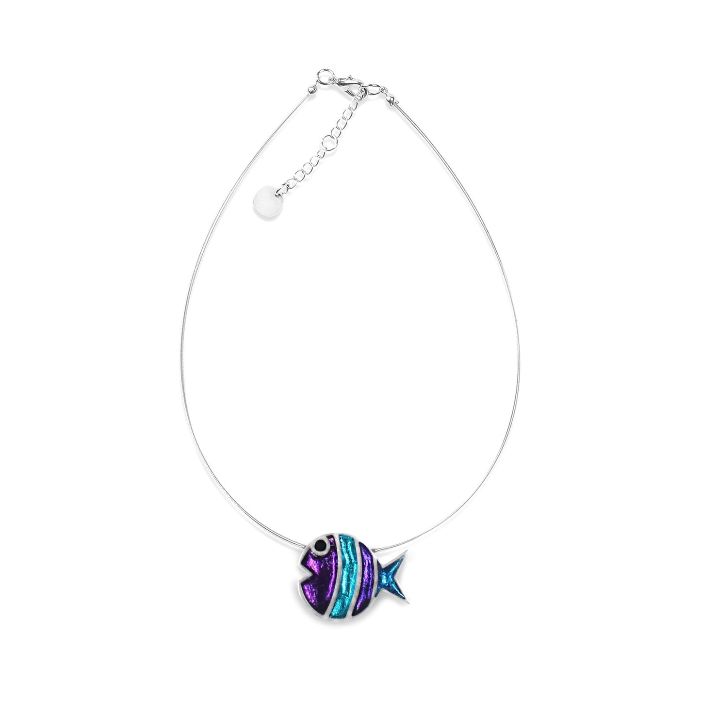 Peacock Bubble Fish Stripe Shiny Pendant | The Jewellery Stop