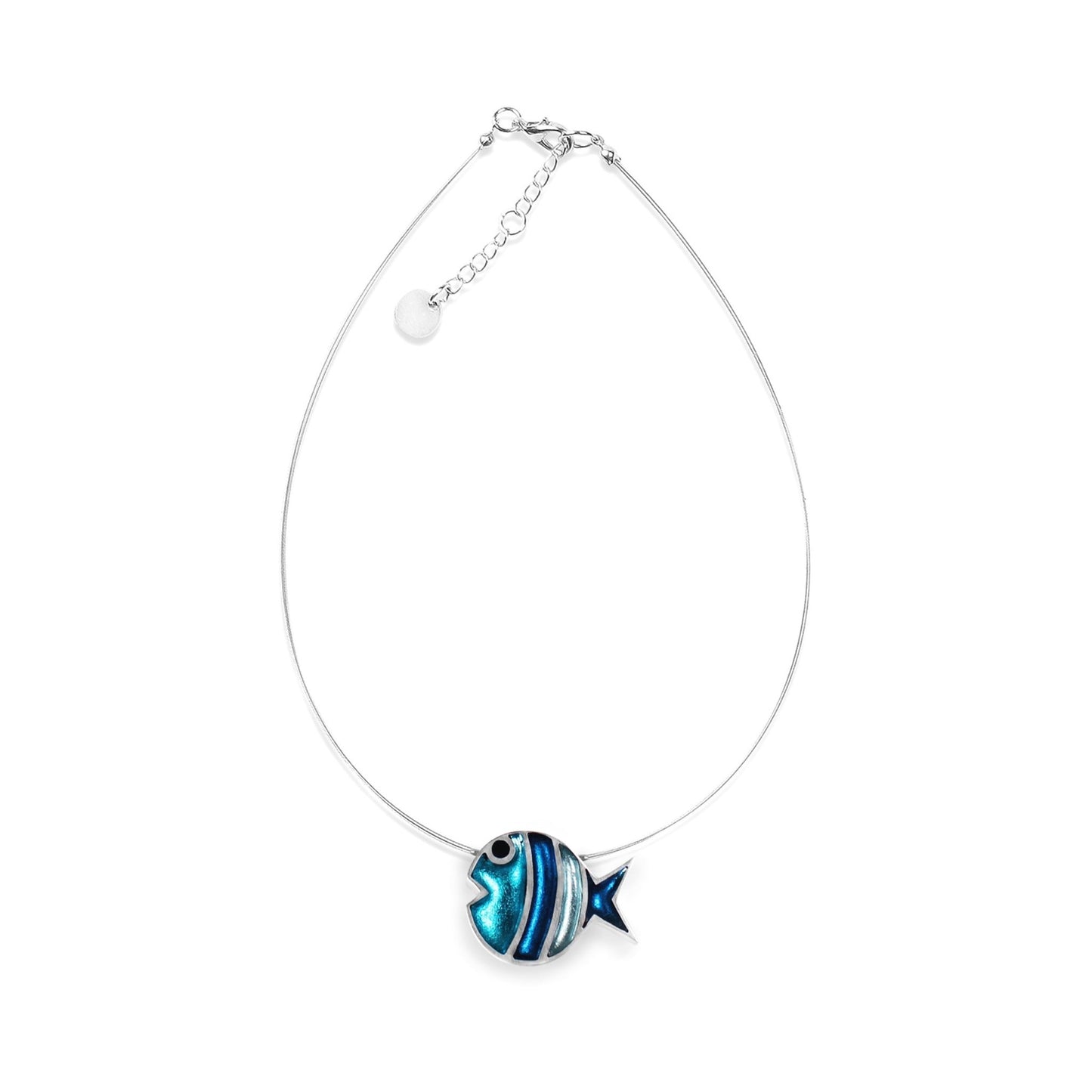 Teal Bubble Fish Stripe Shiny Pendant | The Jewellery Stop