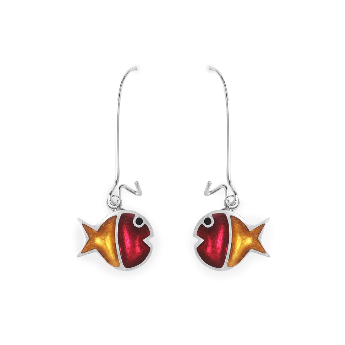 Latino Bubble Fish Stripe Shiny Long Hook Earrings | The Jewellery Stop