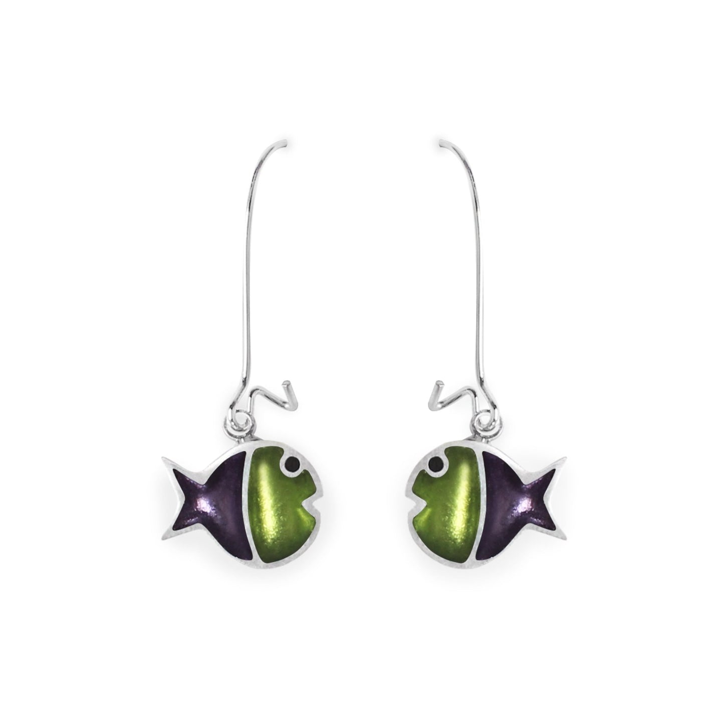 Sherbet Bubble Fish Stripe Shiny Long Hook Earrings | The Jewellery Stop